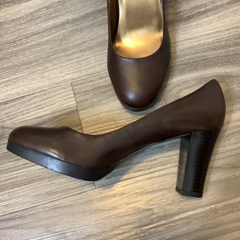 Brown high heels